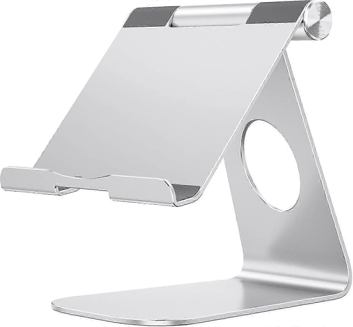 Adjustable Tablet Stand, Folding Desktop Aluminum Base Stand - Silver