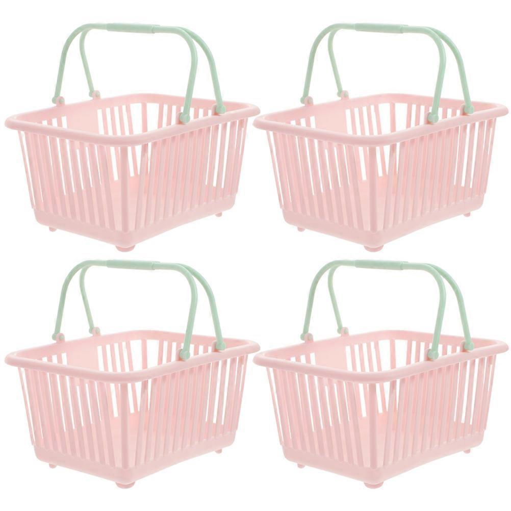 Plastic Cosmetic Holder Storage Basket for Kitchen Use 8Pcs Pink Baskets
