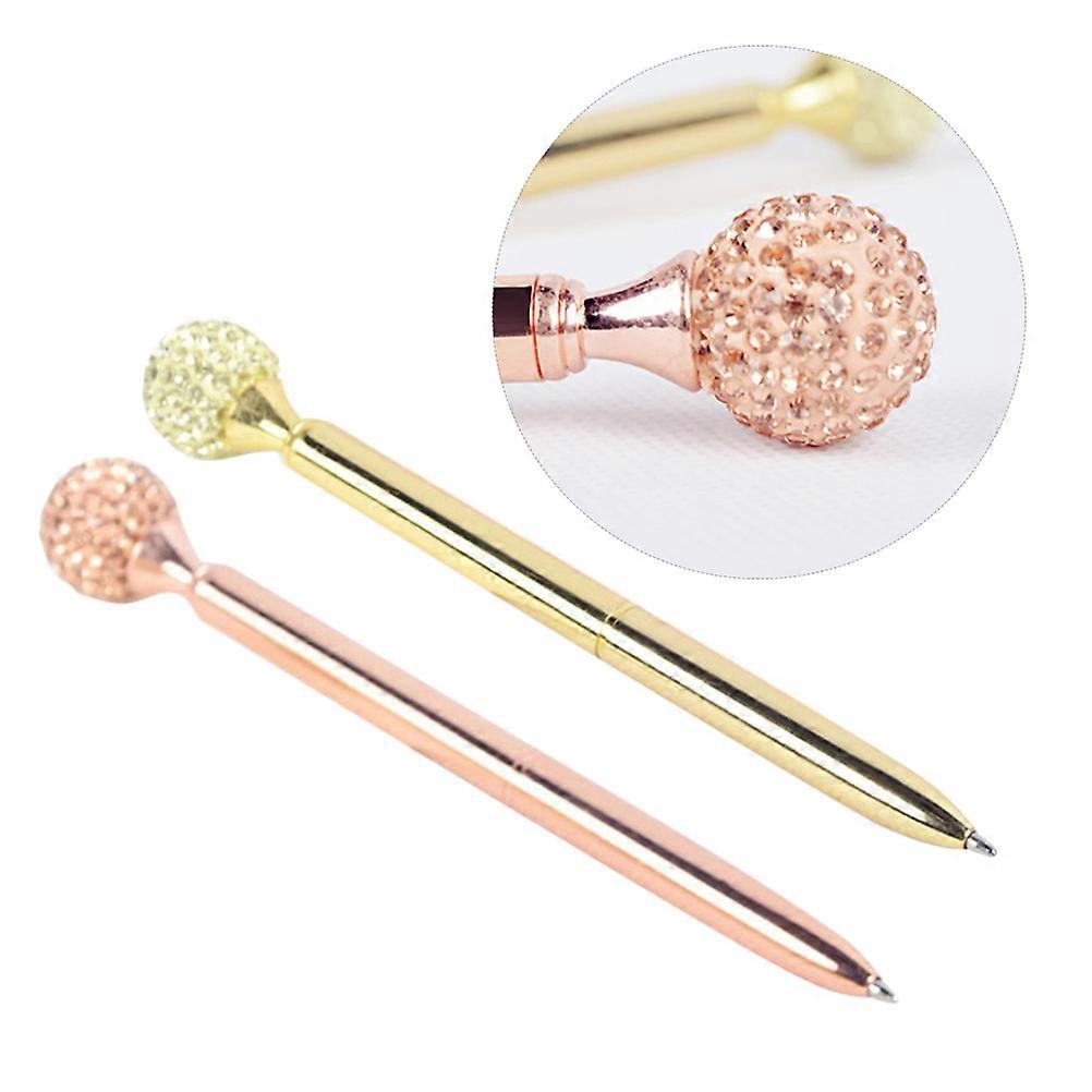 Crystal Pen For School Use With Big Bling Rhinestones And Elegant Style In Gold And Rose Gold 4Pcs