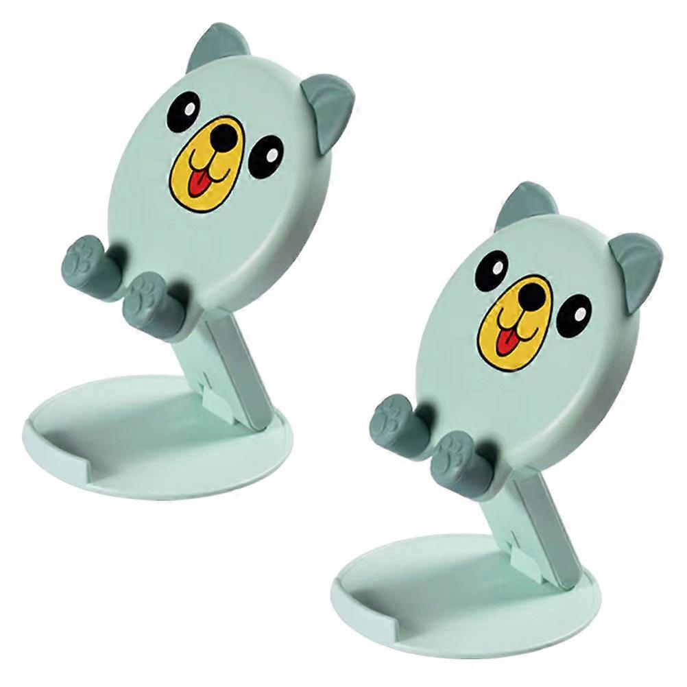 Cartoon Phone Stands Foldable Phone Holder Live-Streaming Support Square Design Sky-Blue 2Pcs