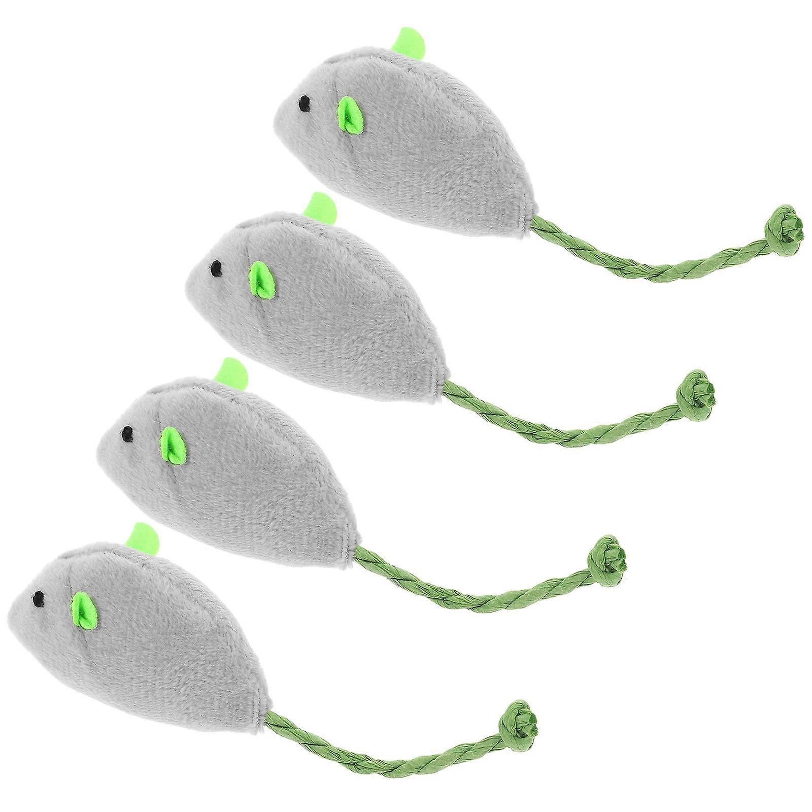 White Plush Mouse Toy for Cat Teething Interactive Set with 16Pcs