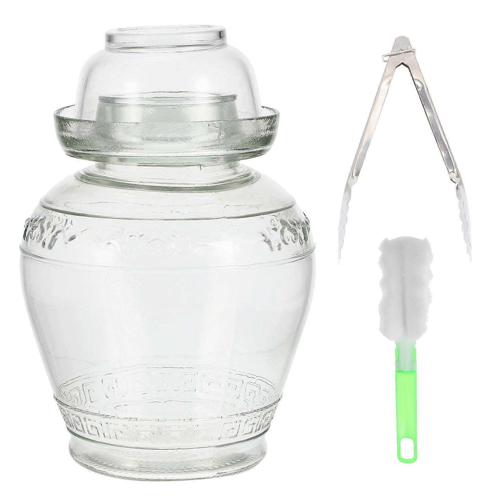 Kimchi Jar Transparent Pickle Jar Kitchen Canning 24x16cm Sealing 1Set