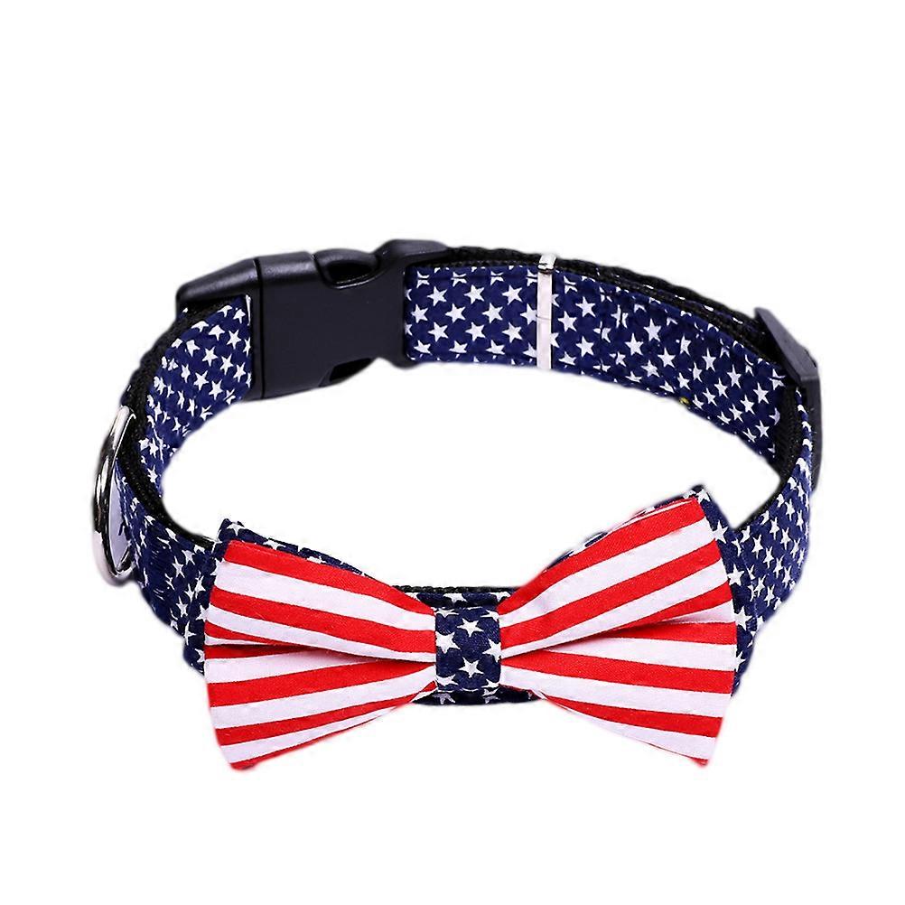 Pet Dog Cat Collar Large Bowknot Flag Collar Adjustable