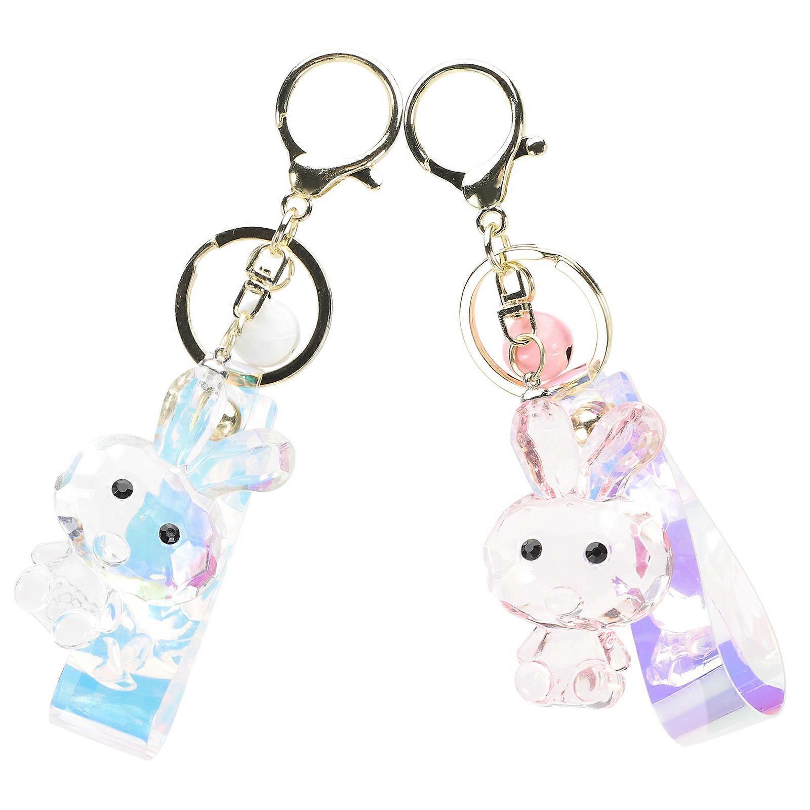 Bunny Acrylic Keychain Rabbit Key Ring for Party 4Pcs Assorted Color
