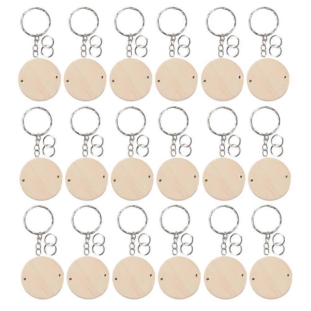 Unfinished Wooden Discs Keychain for DIY Craft 4 Boxes Multi