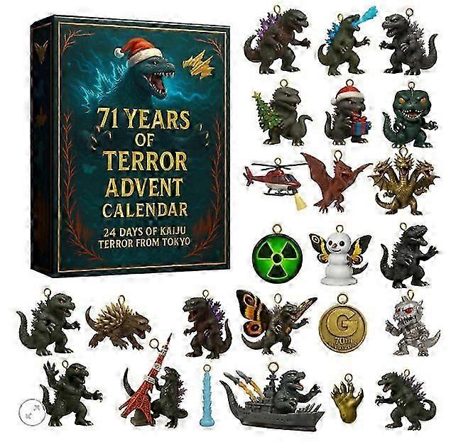 Godzilla Monster Advent Calendar Blind Box with Themed Acrylic Christmas Tree Decorations