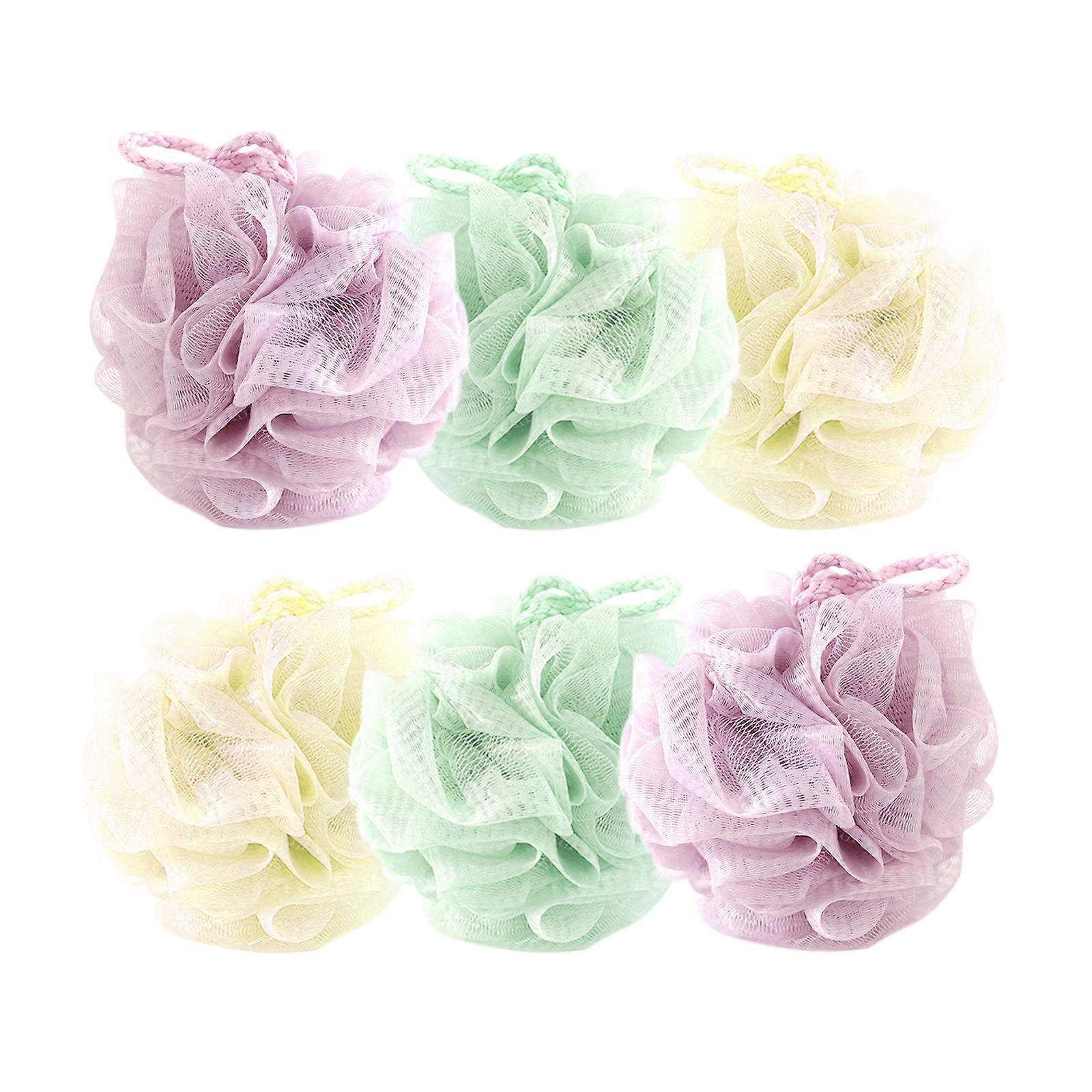 Bath Mesh Sponge Ball Shower Body Scrubber for Shower 6Pcs Pouf