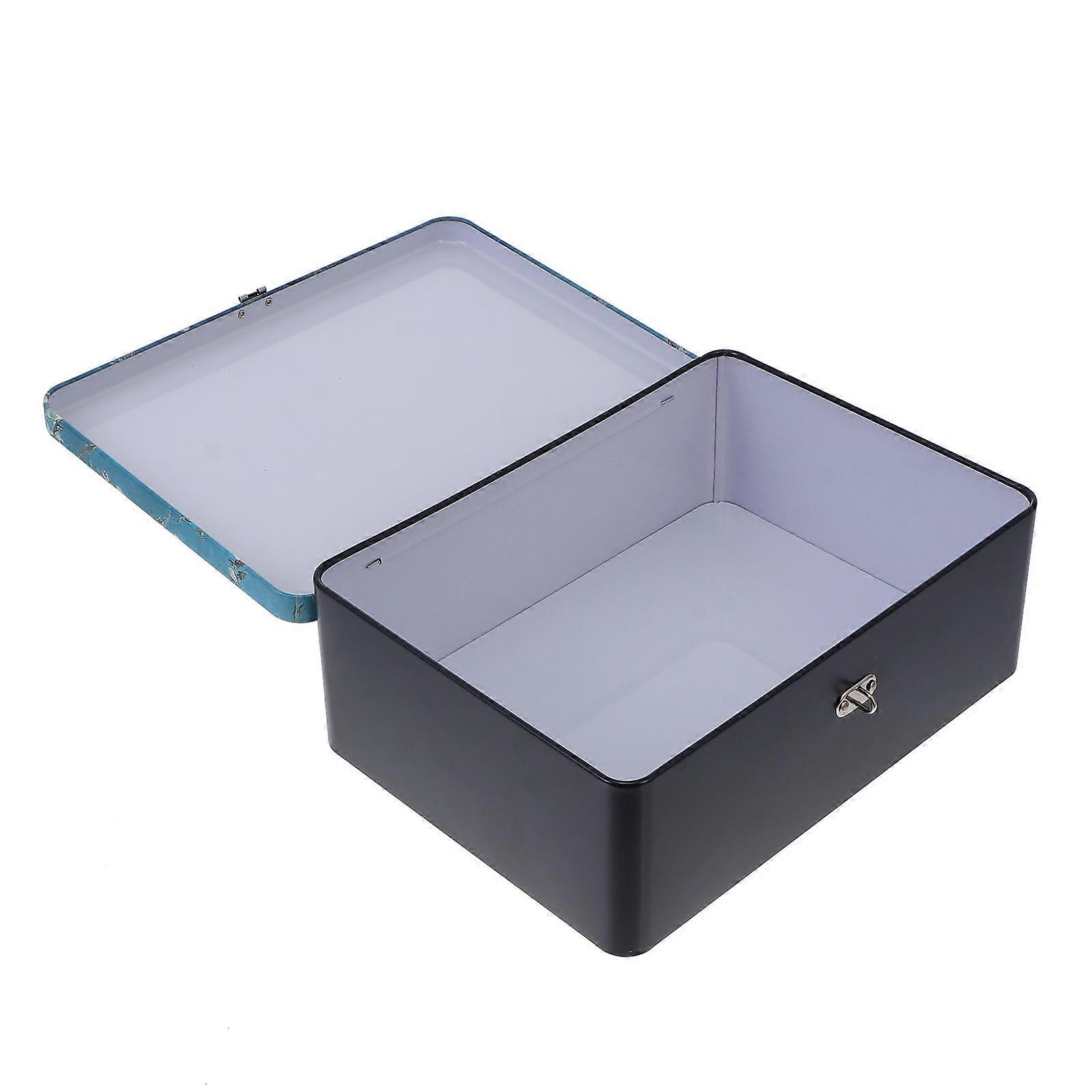 Storage Box Gift Case Storage Solution Retro Style Tinplate Multi Color Lockable 1 Set