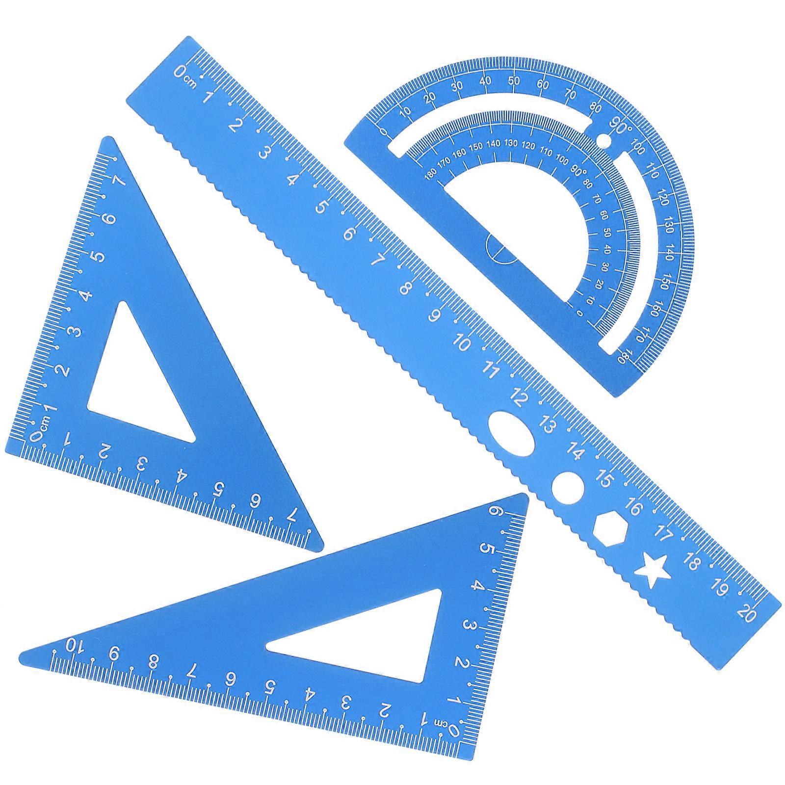 3 Boxes Of Multi-Functional Ruler Kit Ideal For Office School Students Precise Measuring Blue