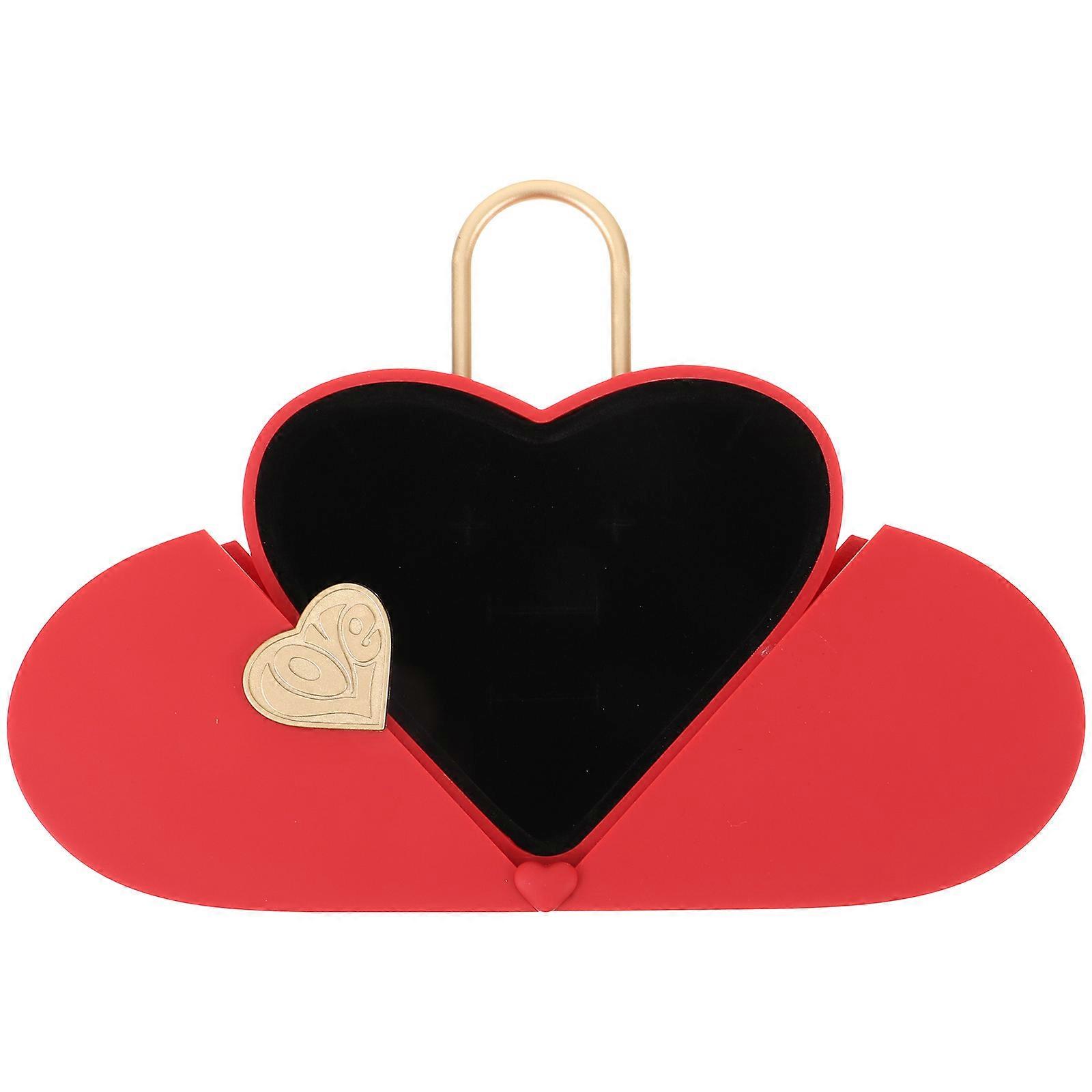 Small Jewelry Box Heart Shape Red Multi-Functional Storage Proposal 1Pcs