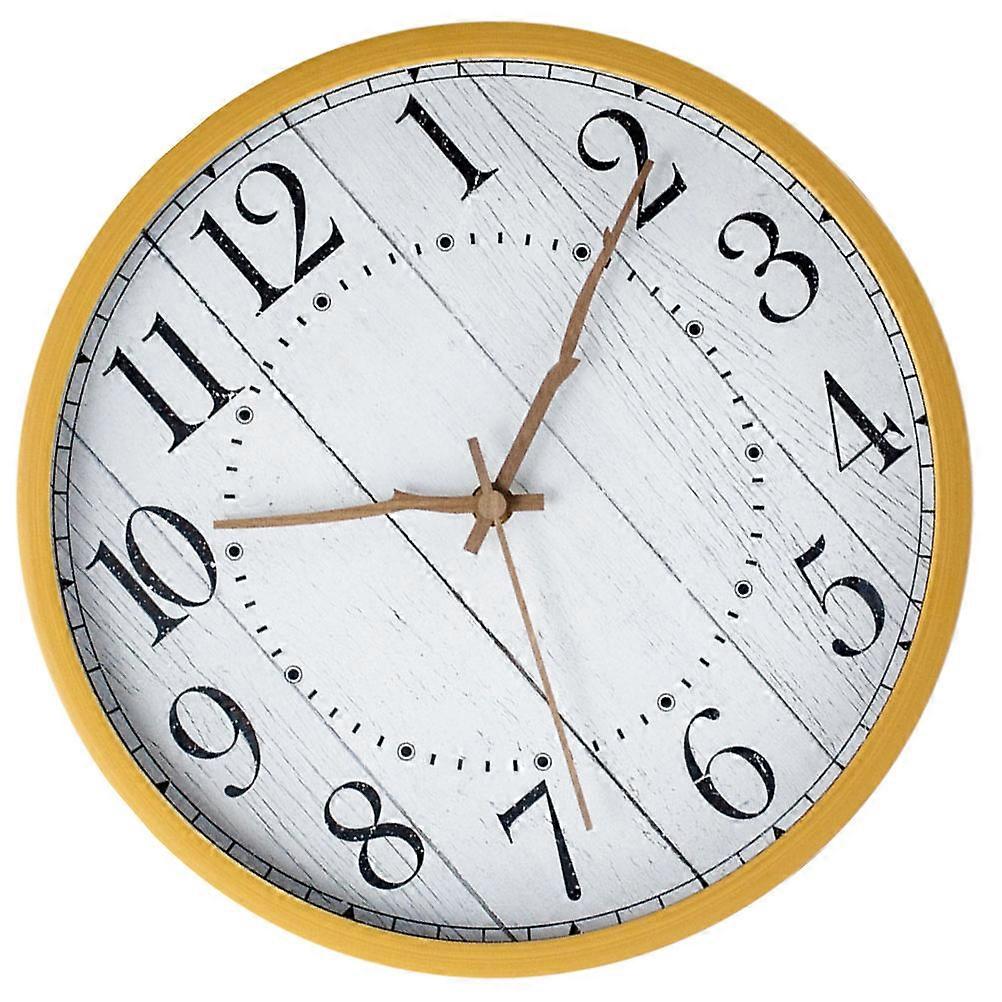 Silent Round Wall Clock White Model 3Pcs Bedroom Decorative Set