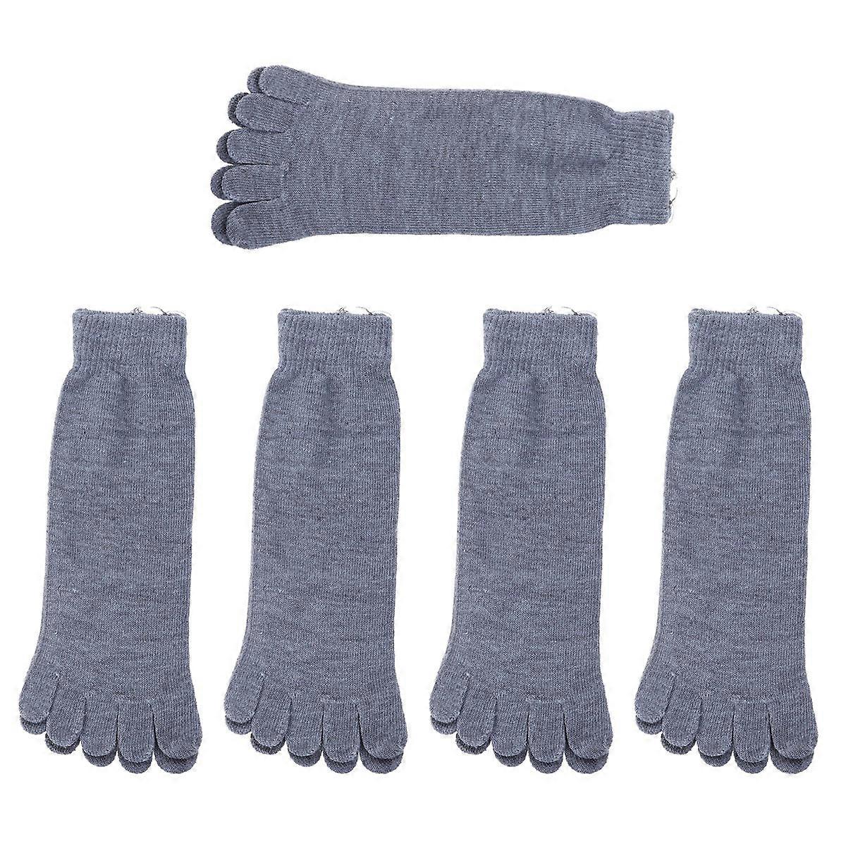Crew Socks -Finger Design Daily Wear Light Grey Quick Drying 5Pairs