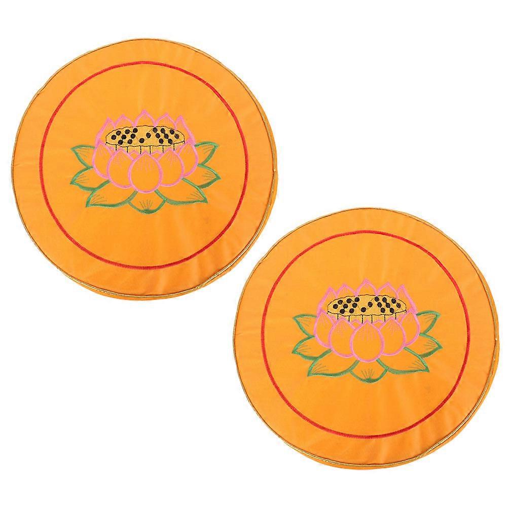 Practical Meditation Cushion Orange for Home Use 2Pcs Round Mat