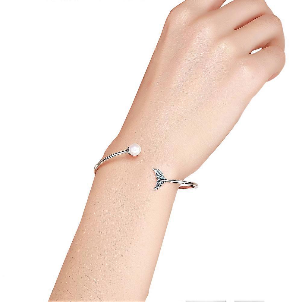 Mermaid Tail Shape Silver Bracelet 2Pcs Hand Ornament Ideal For Daily Use Stylish Accessory