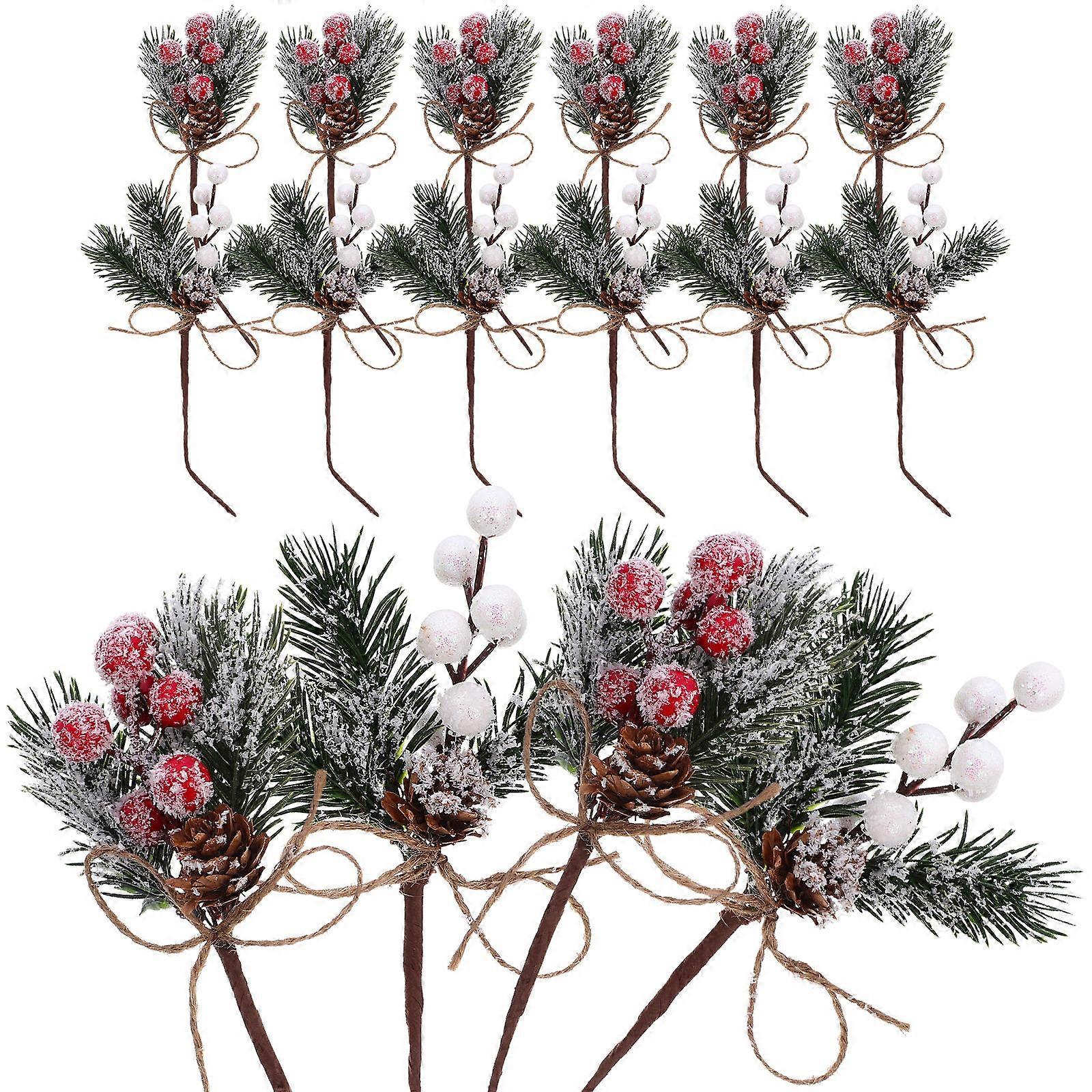 Artificial Pinecone Berry Pick for Christmas Decor 64Pcs Bundle