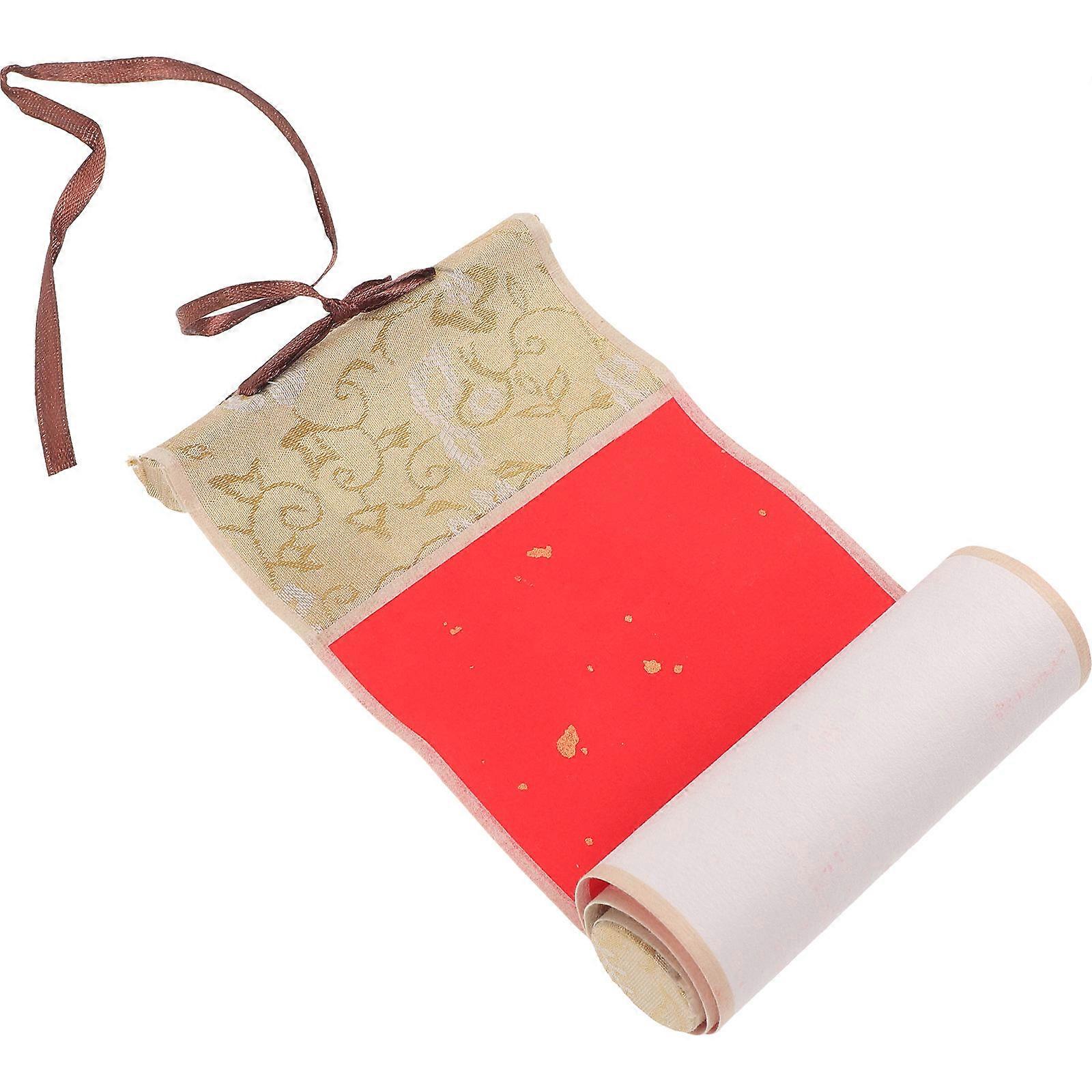 Xuan Paper Scroll Blank Hanging Scroll for Painting 2Pcs Red Material