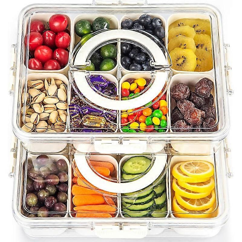 Divided Serving Tray with Lid and Handle, Snack Box Container Snack Tray with Lid Candy Organizer for Party Entertaining Picnic (8 Compartments)
