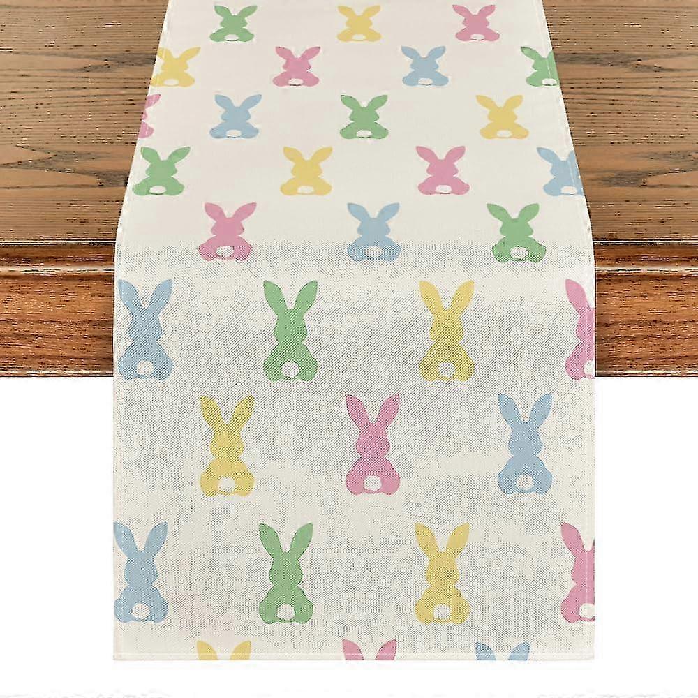 Bunny Rabbit Easter Spring Kitchen Dining Table Runner for Kitchen Dining 13x90 Inch 25-26