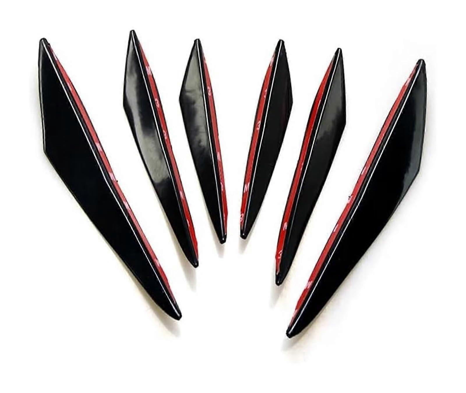 Car Front Spoilers Lip Universal 6Piece Set For Front Bumper Diffuser Splitter Fins Canards Valence Chin Black