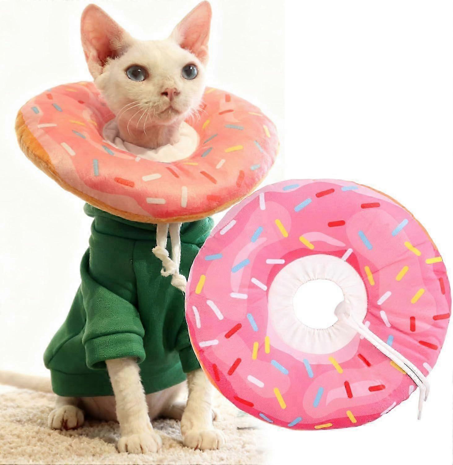 Cat Cone Collar Soft, Cat Recovery Collar for Wound Healing, Cute Donut Adjustable Kitten Cones to Stop Licking After Surgery