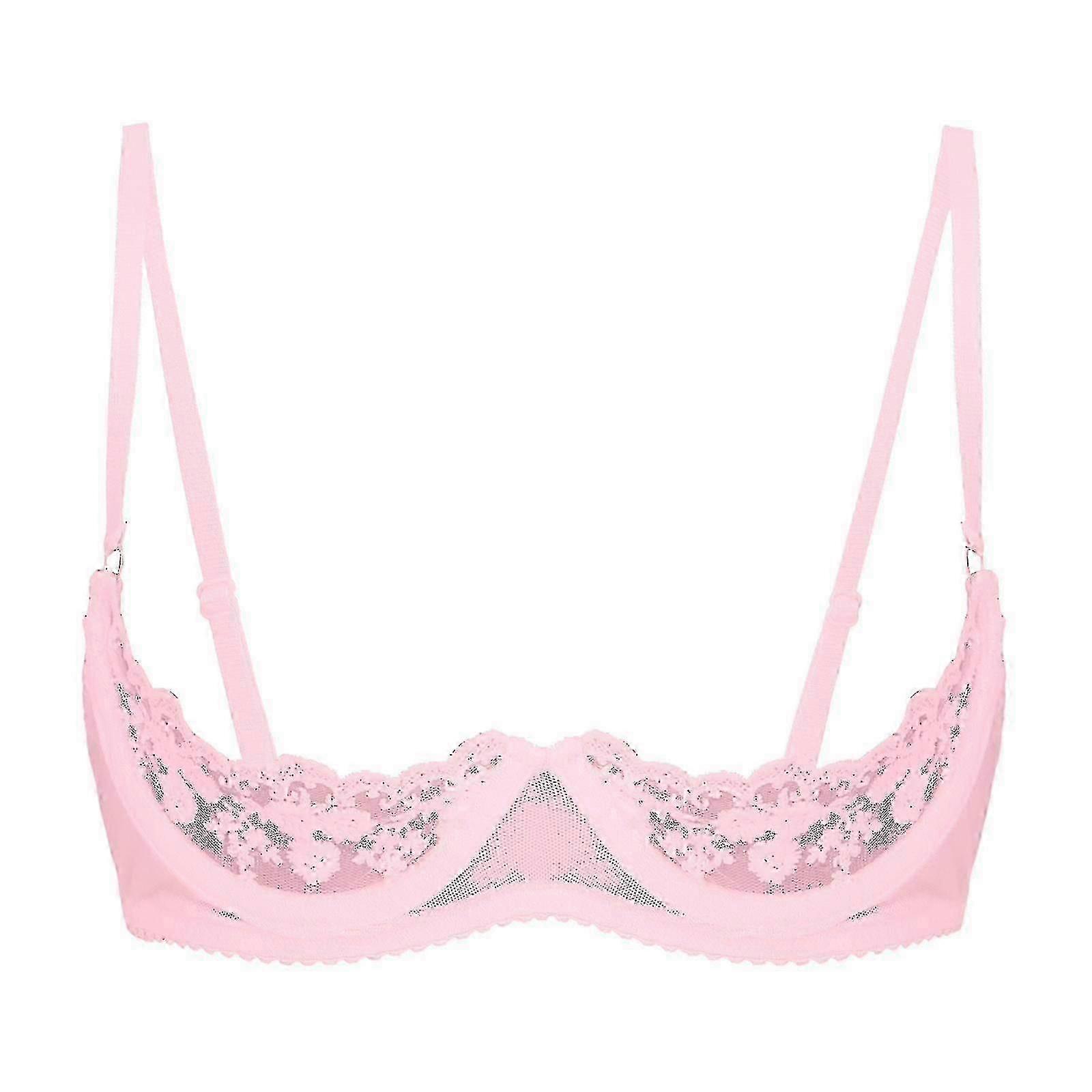 Damunderkläder Öppna bröstbehåar 1/2 kopp Push Up Bygel Spets BH Justerbar rem Svamp Vadderad Bysthållare Underkläder Banmo