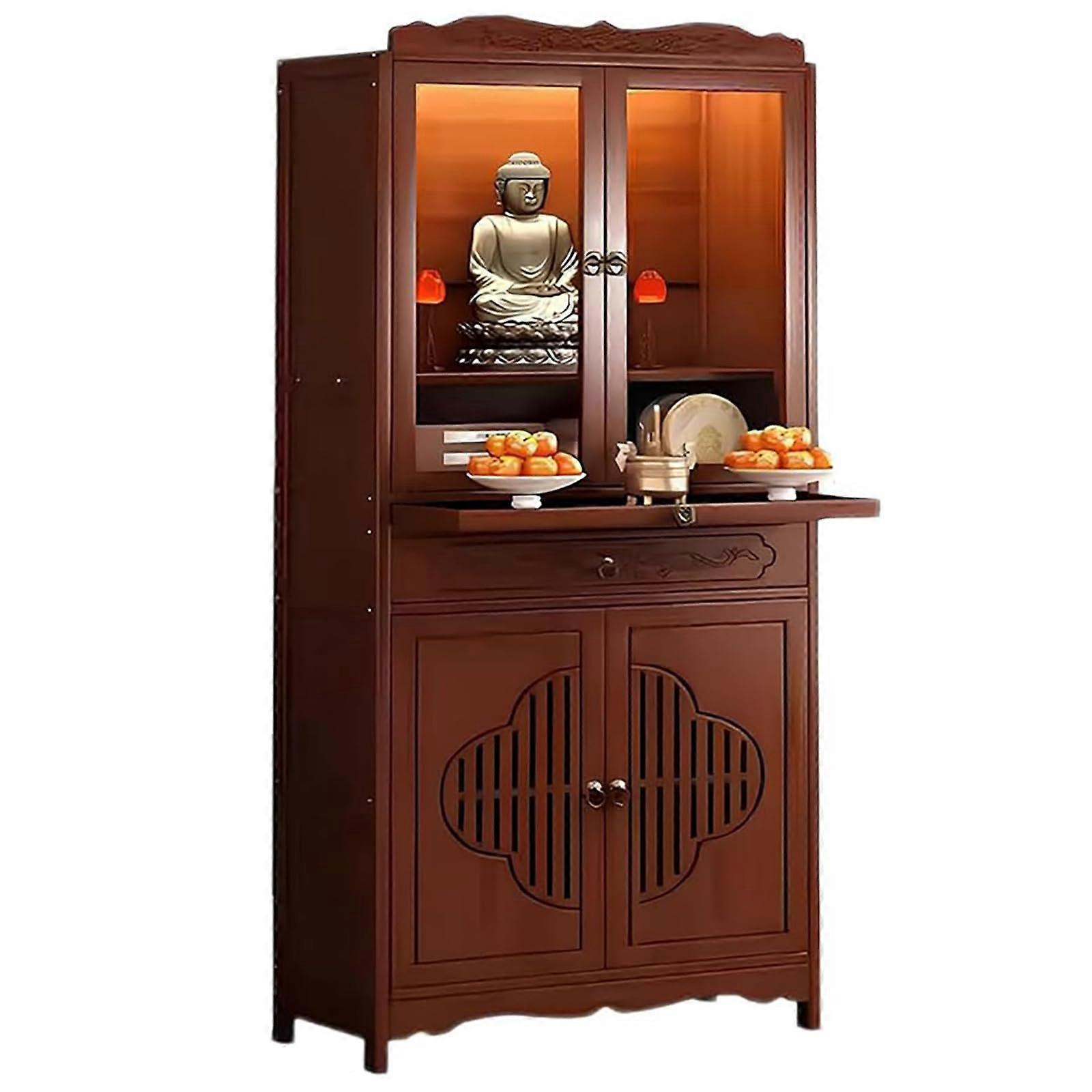 Shrine Altar Table, 68 cm/26.7 in, Meditation Altar Cabinet With Storage & Door, Sacrificial Table For Prayer