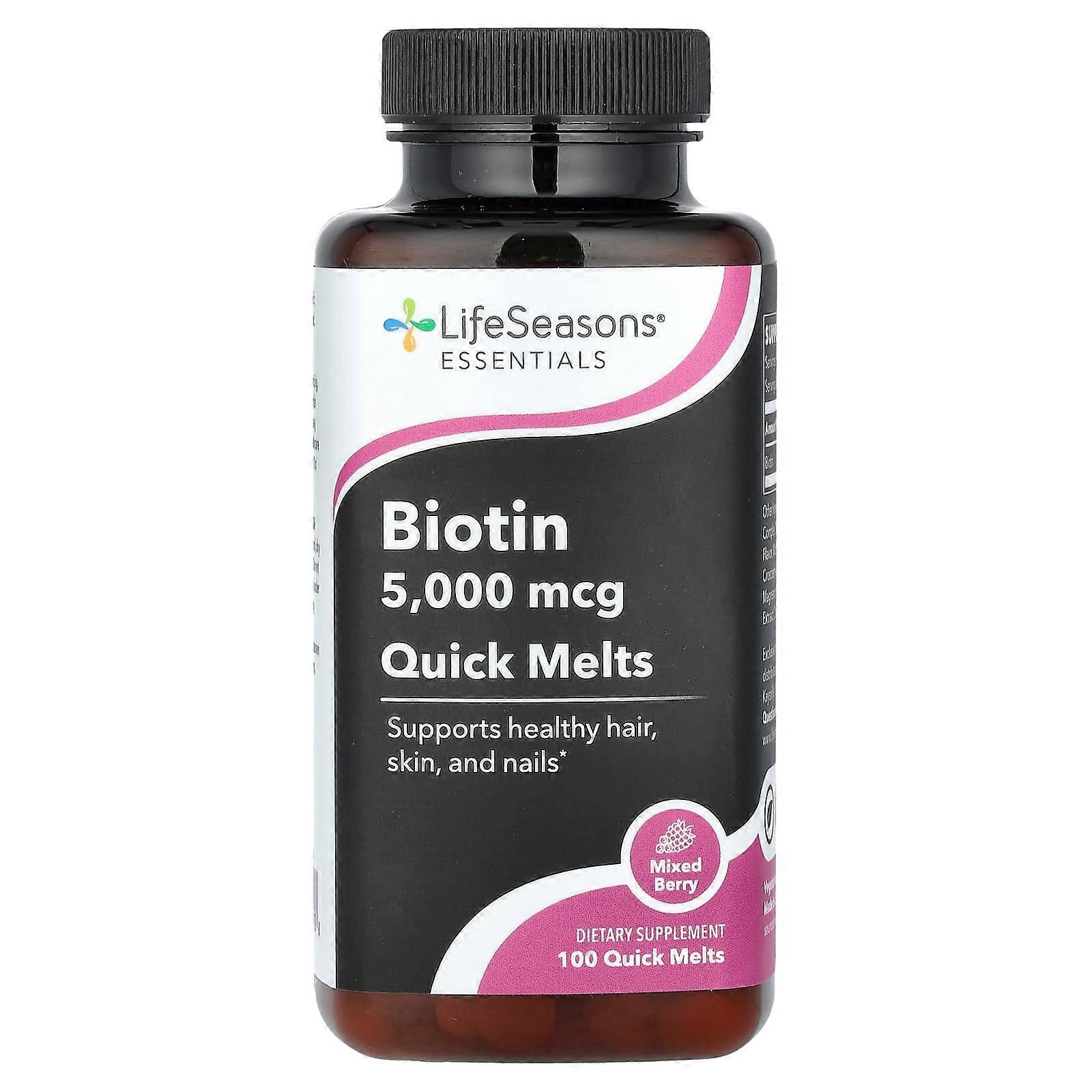 Biotin, Mixed Berry, 5,000 mcg, 100 Quick Melts