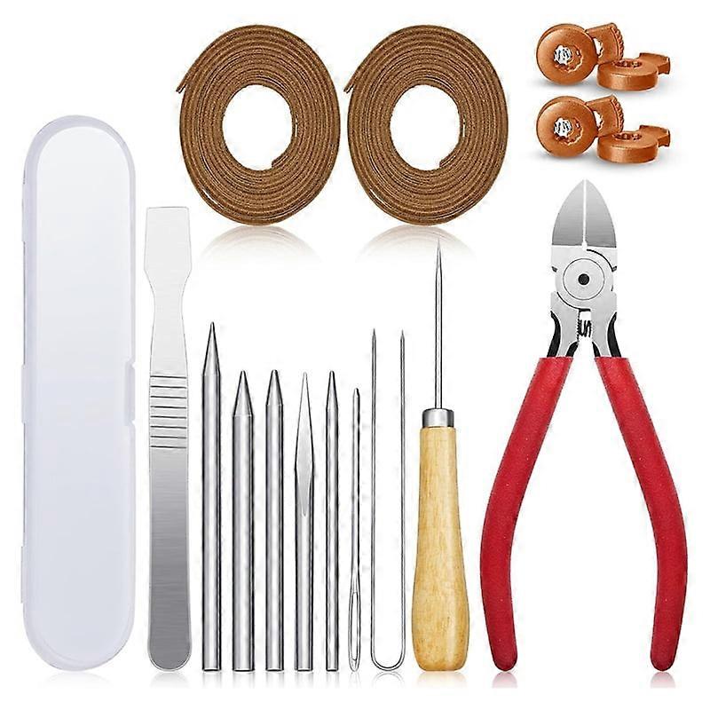 16 Pcs Glove Relacing Kit Needle Leather Cutter Scratch Awl Tool set1