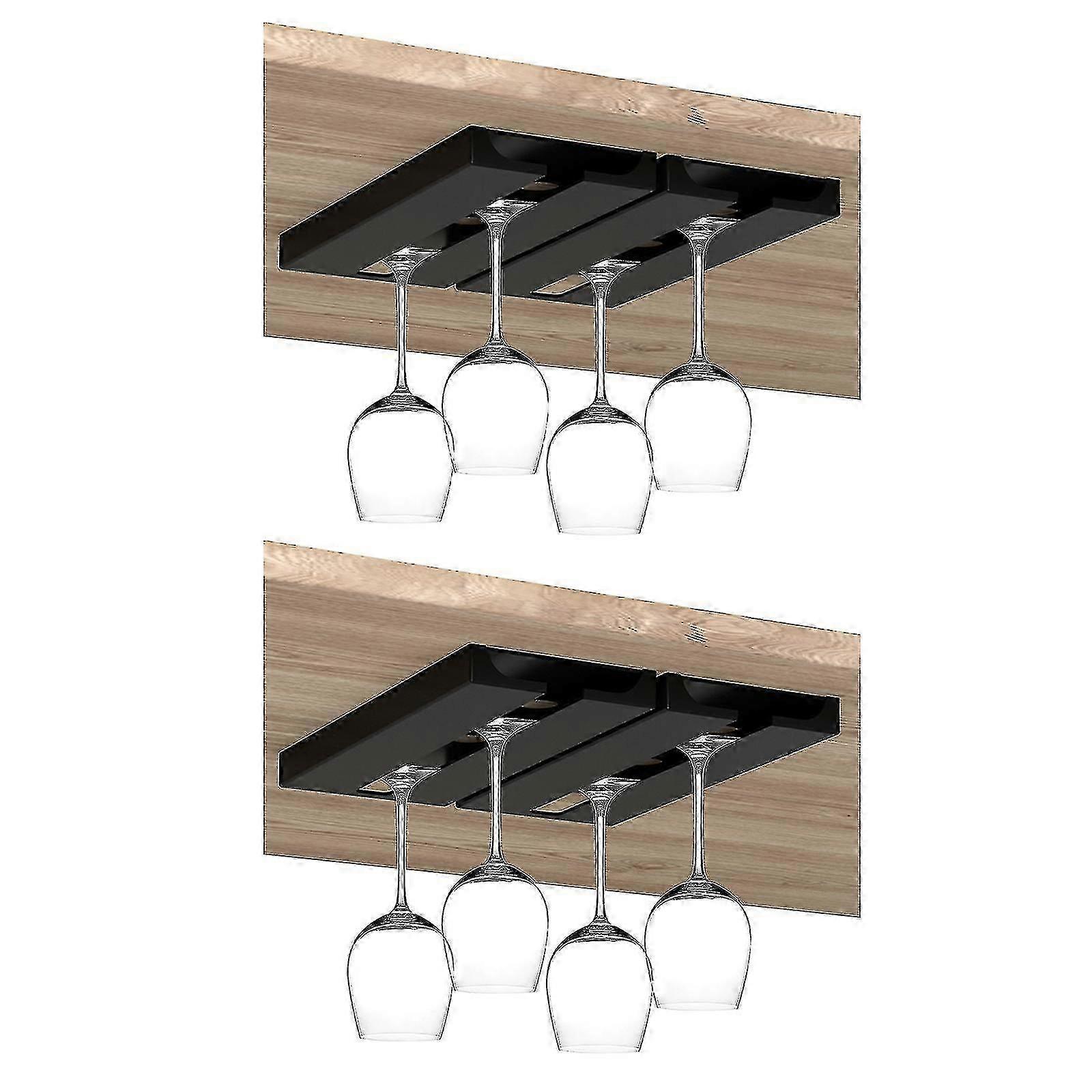 Viinilasiteline, ei porausviinilasipidikettä hyllyn ja kaapin alla, riippuva stemware-telineen järjestäjä ripustin baarikaappiin keittiö-r