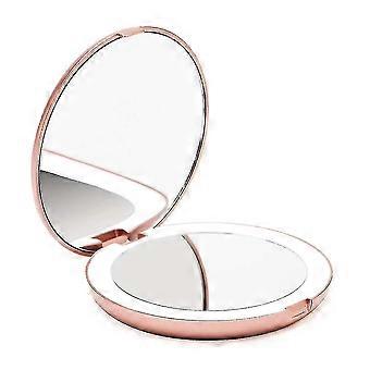 Lommebelyst spejl, 1x / 10x forstørrelse - Led håndholdt makeupspejl med naturlig