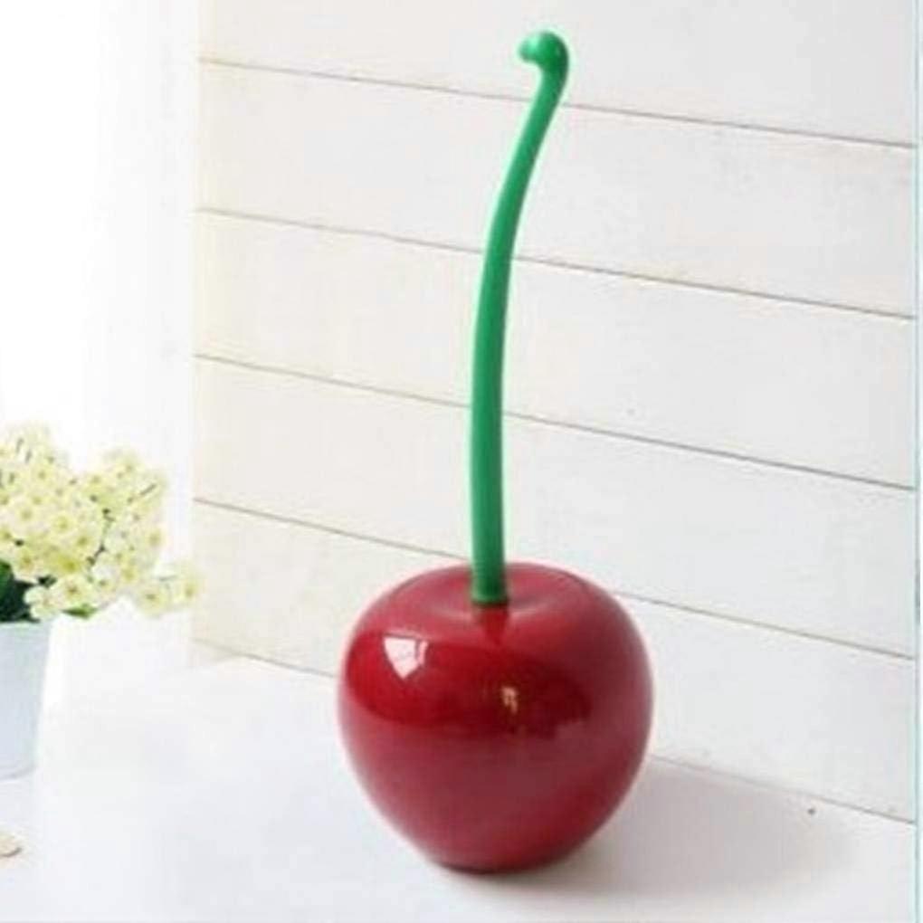 Toilet Brush Silicone Long Handle Set Cherry Shape Wine Red Color Random