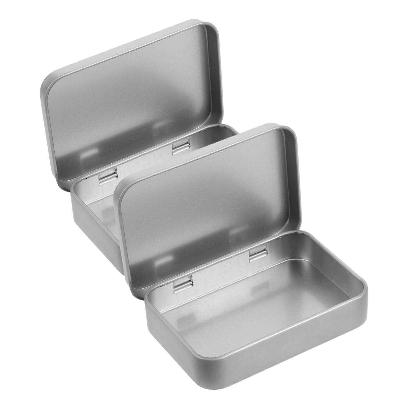 Tinplate Boxes 2 Pack With Lid Small Candy Storage Keeps Treats Fresh Tight Seal Portable