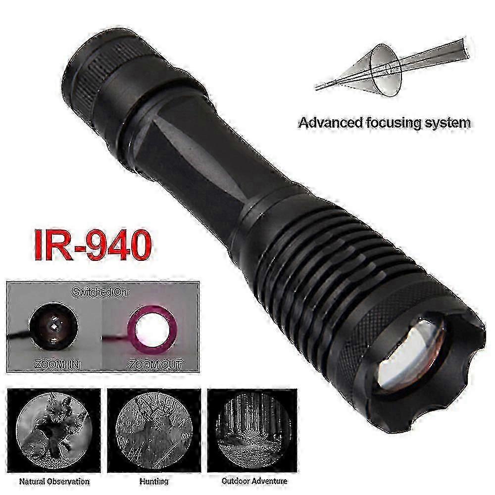 Infrared Flashlight 940nm - Zoomable Illuminator with Convex Lens for Night Vision Hunting