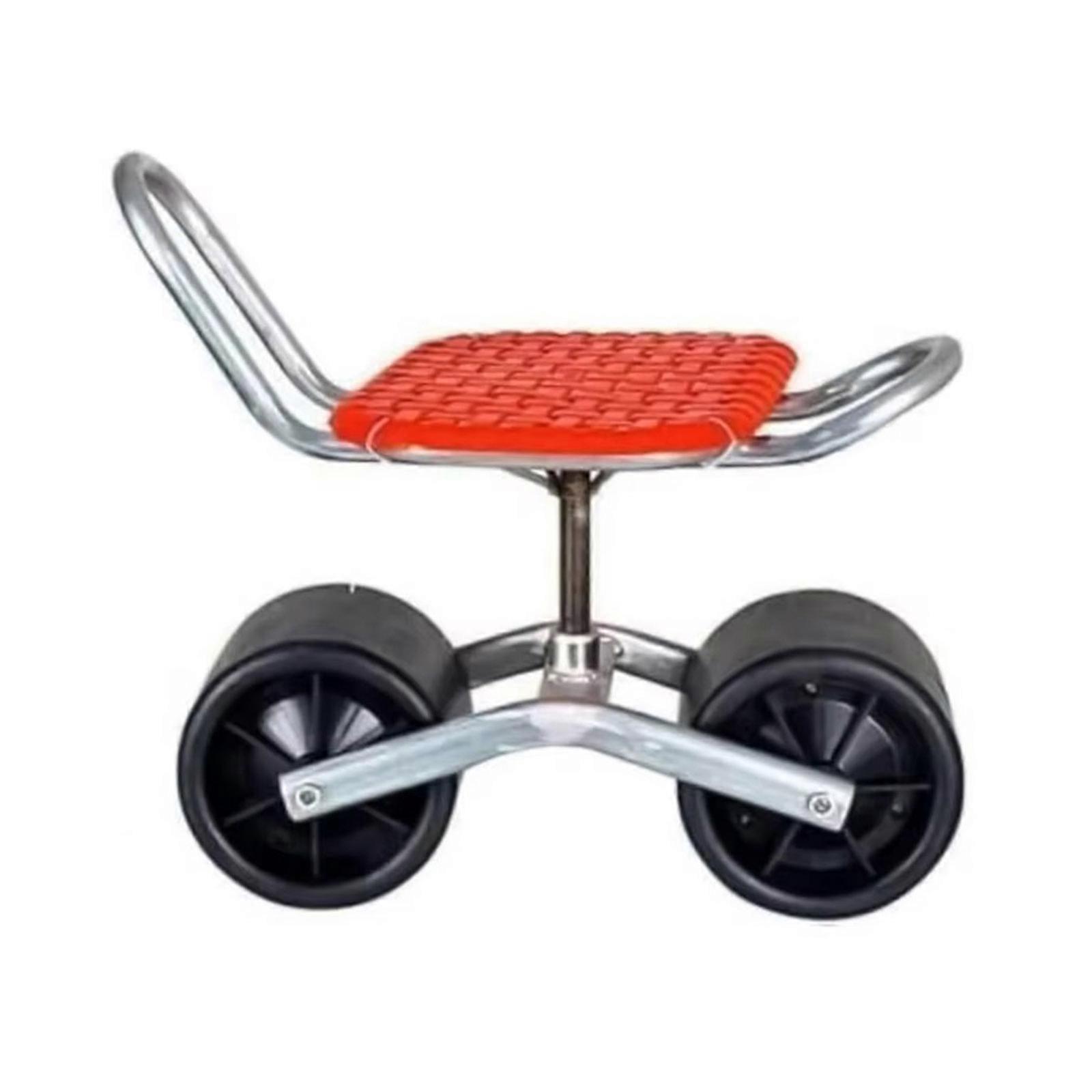 Rolling Garden Work Seat Iron Rolling Stool With 2 Wheels For Gardening Labor Saving and Foldable Backrest Design Multicolor