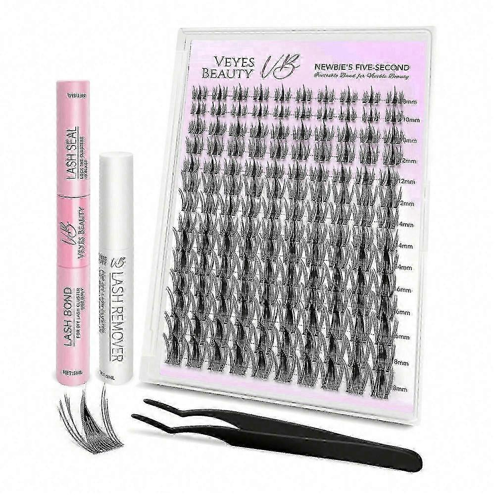 Veyesbeauty Manga Lash Clusters for Dramatic Volume, Invisible Band, 140 Reusable Clusters 8-18mm