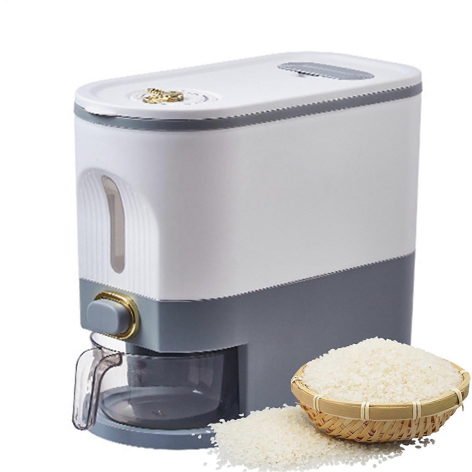 Rice Container - Leak-Proof Cereal Dispenser with Measuring Cup Pointer for Kitchen Storage and Organization, 5L Capacity