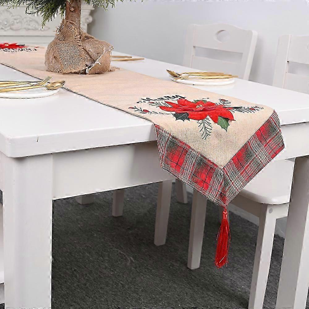 Rectangular Christmas Tablecloth Polyester 33*183m Christmas Tree Patterns for Christmas Table DecorationPrinted Christmas Tablecloth Absorbent Tablec