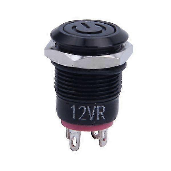 12V 2A 9.5mm LED Metal Cap Power Momentary Push Button Switch Car DIY Modified, RedRed SZRH