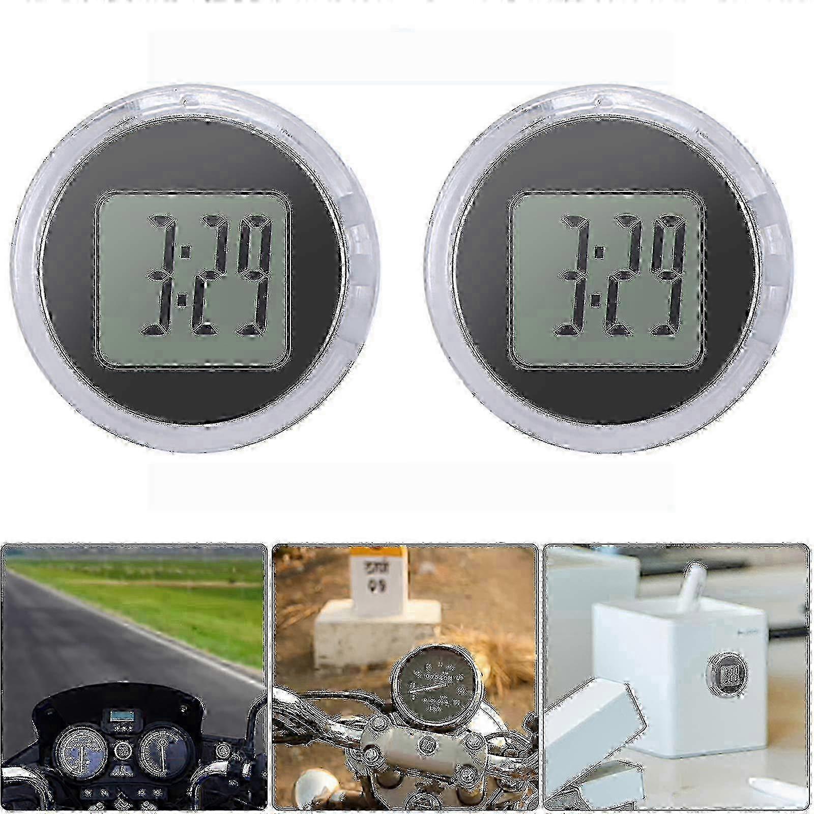 Shockproof Digital Clock for Motorcycles - 2-Pack Universal Waterproof Stick-On Display 2025