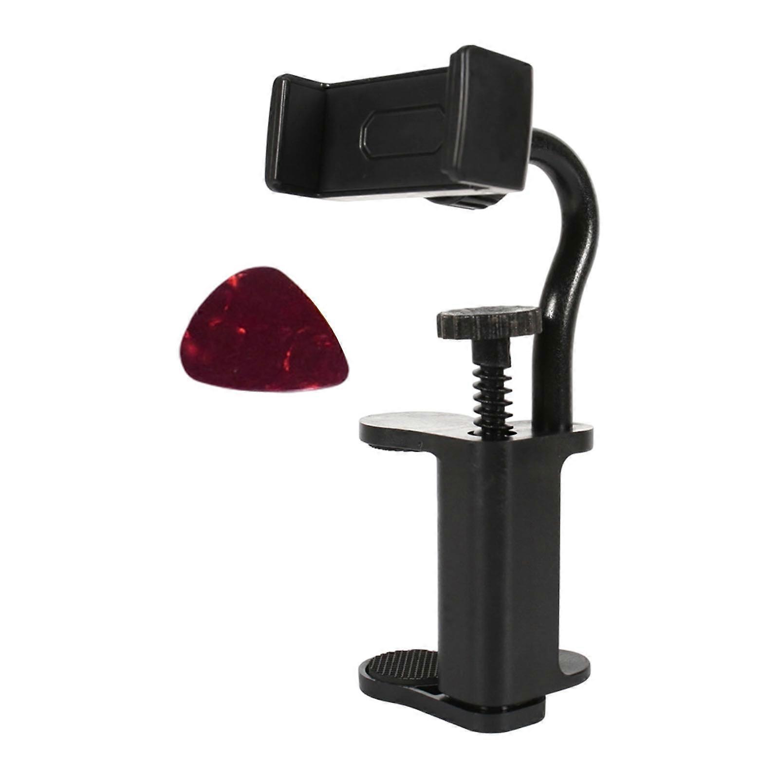 Music Phone Mount for Guitars Includes Mixed Color Picks Secure Attachment for Sheet Music Viewing  Black