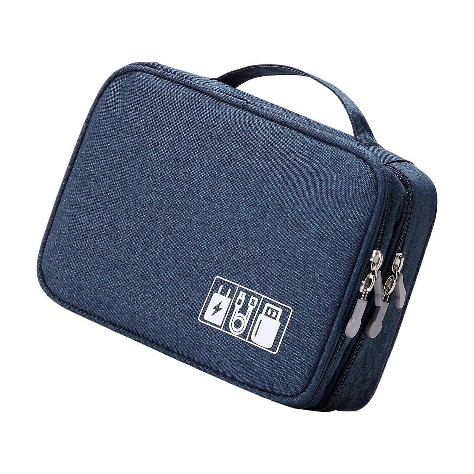 Waterproof Cable Organiser Bag With Multiple Compartments Storage Container For Charger Power Banks Makeup Items  Three layers of Naka