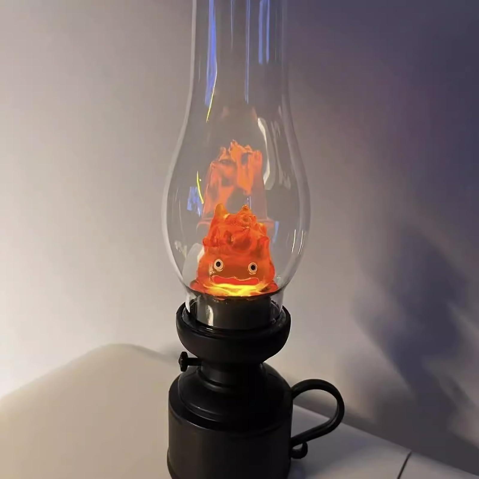 Calcifer Night Light Flame Flickering Resin Statue Orange Desktop Decor Model Style02