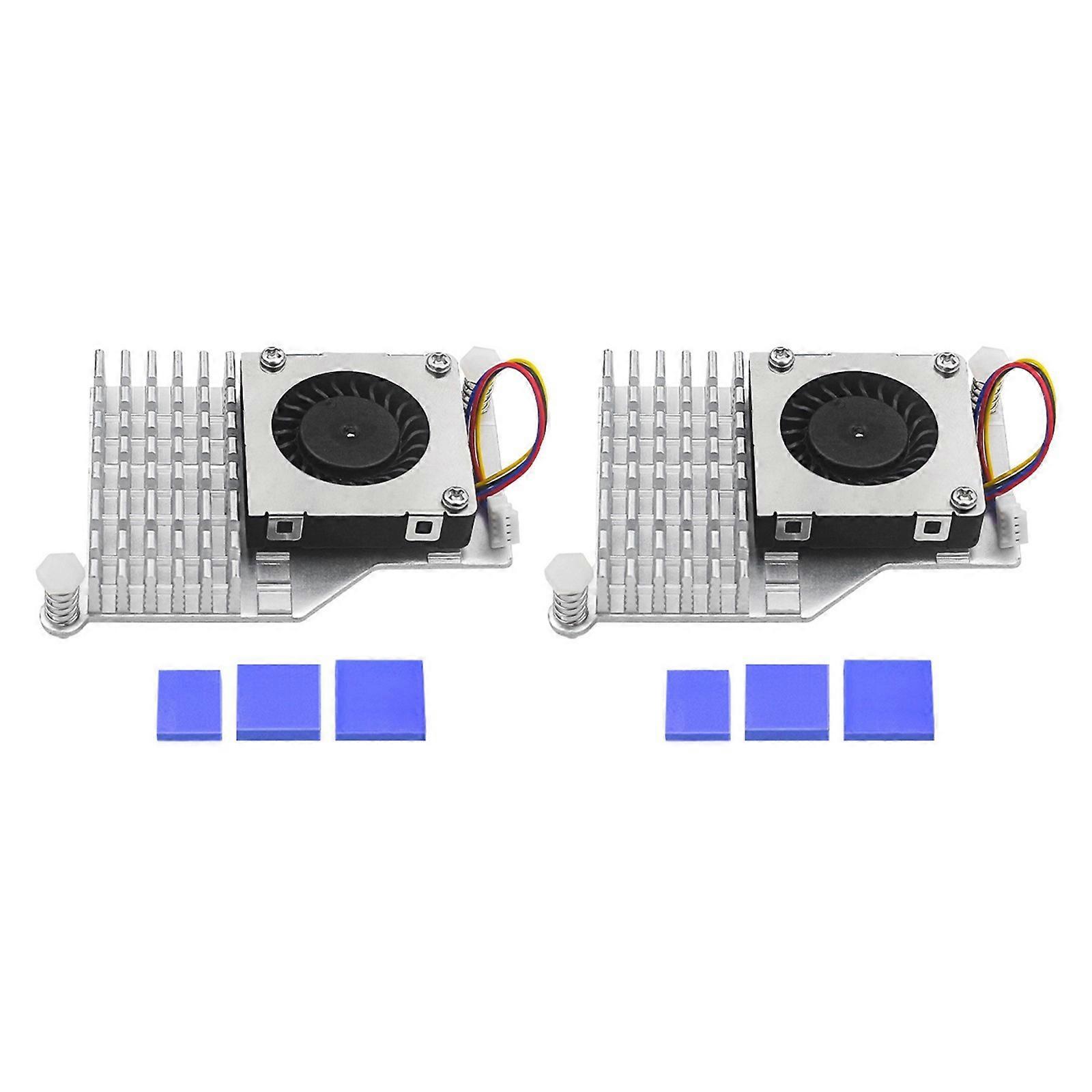 2PCS Heat Dissipation Module With Low Noise Fan Specially For RPi 5 Cooling  silver