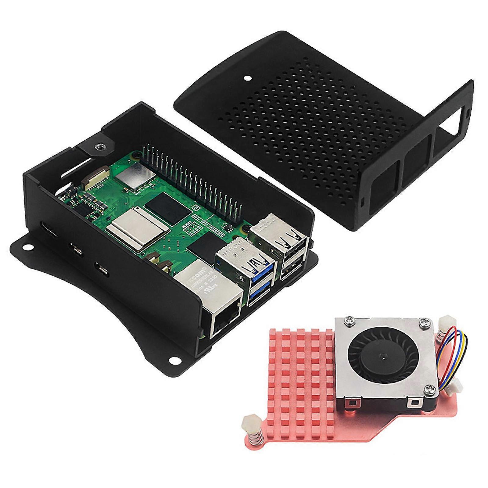 Case For RPi5 Aluminum Alloy Protective Enclosure Cooling Fan Heatsink For RPI 5 Double-Sided Mesh Heat Dissipation Multicolor