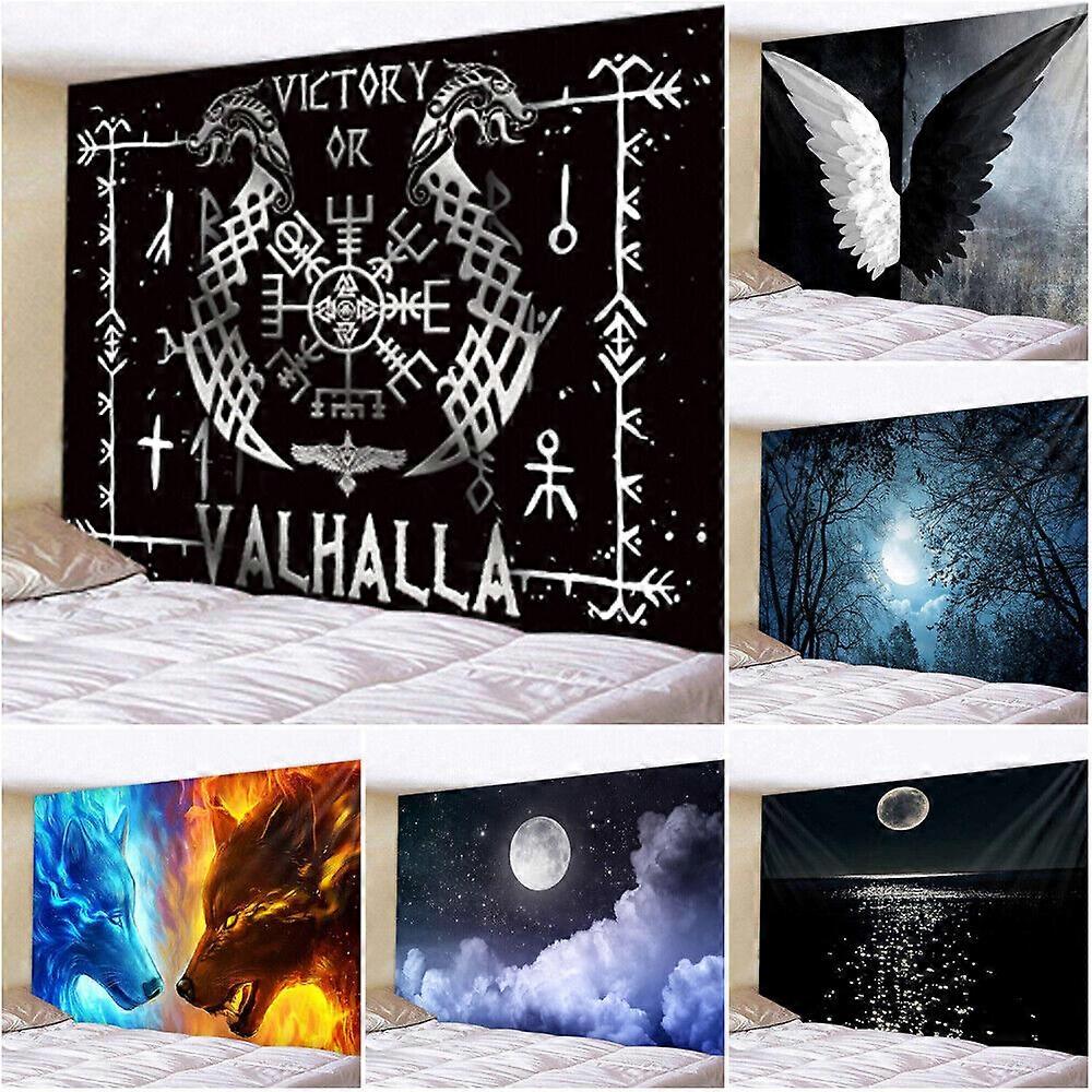 Large Moon Wolf Tapestry Wings Wall Hanging Blanket Bedroom Bedspread Backdrop