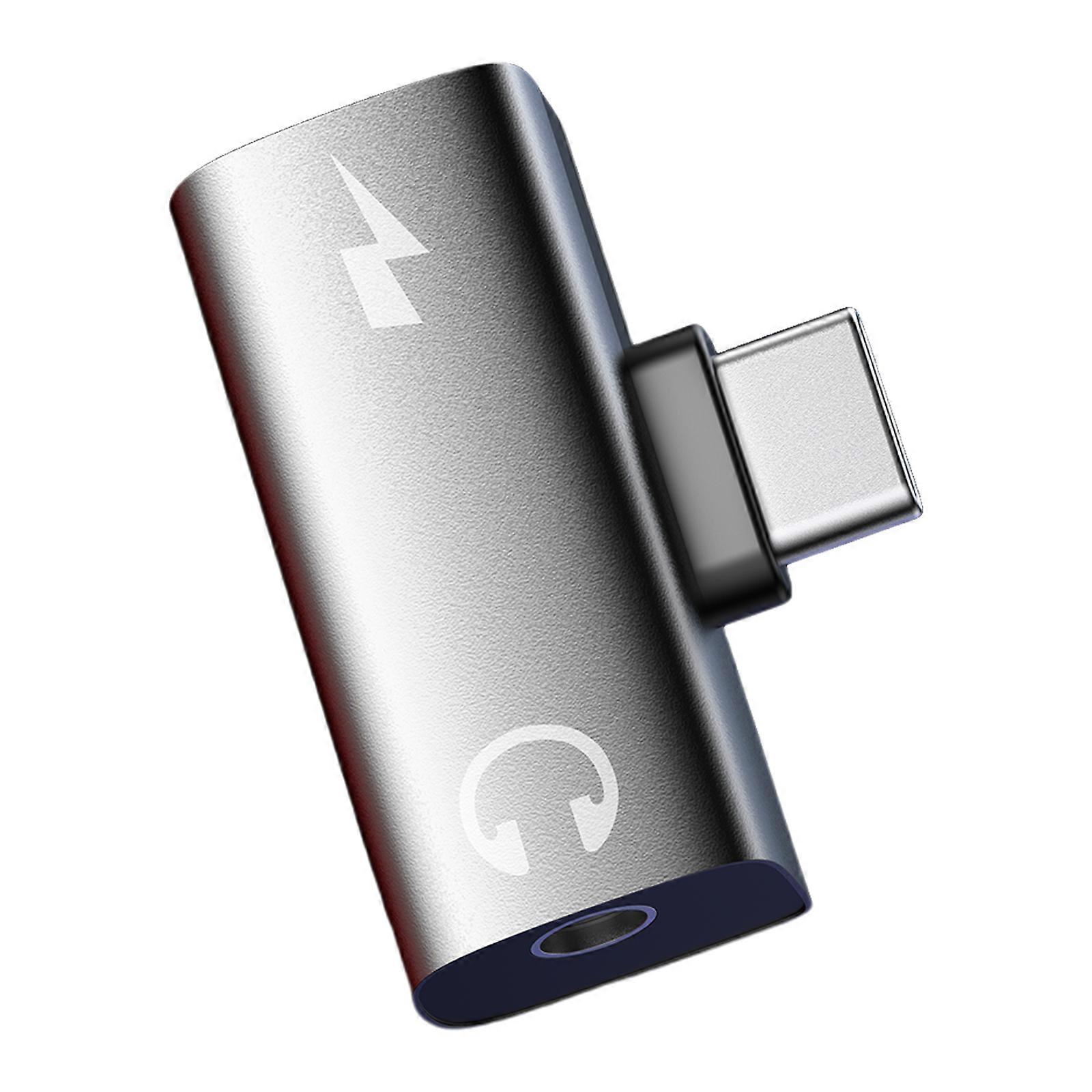 Double  Function Adapter with 30W  Fast Charging & 3.5mm Sound  Jacks 2 In 1 Type C To 3.5mm Converter for Music Calls  Multicolor