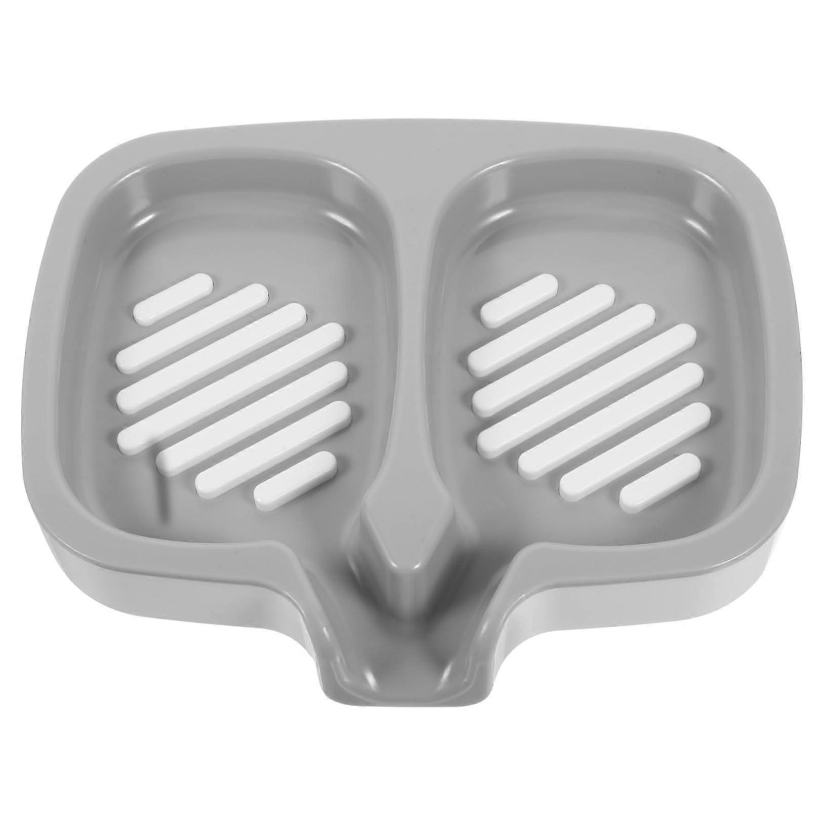 Wall Mounted Soap Dish with Drainage for Bathroom and Laundry, Self Draining Bar Holder in White and Gray