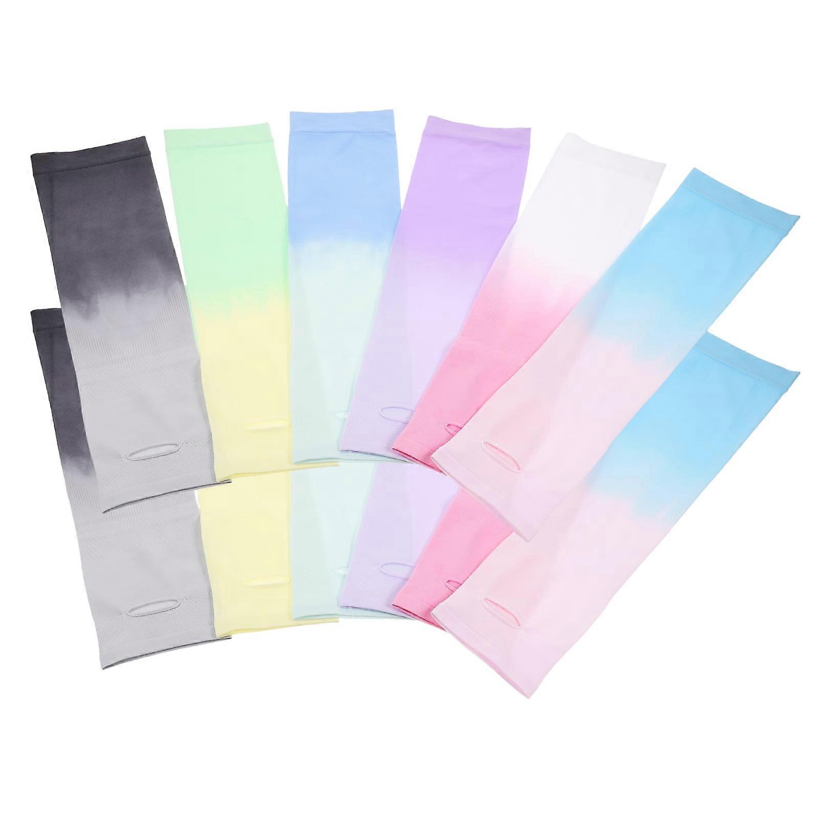 6 Pairs Gradient Ice Sleeves UV for Men Arm Protector Sunblock Baseballs Cooling Forearm Miss