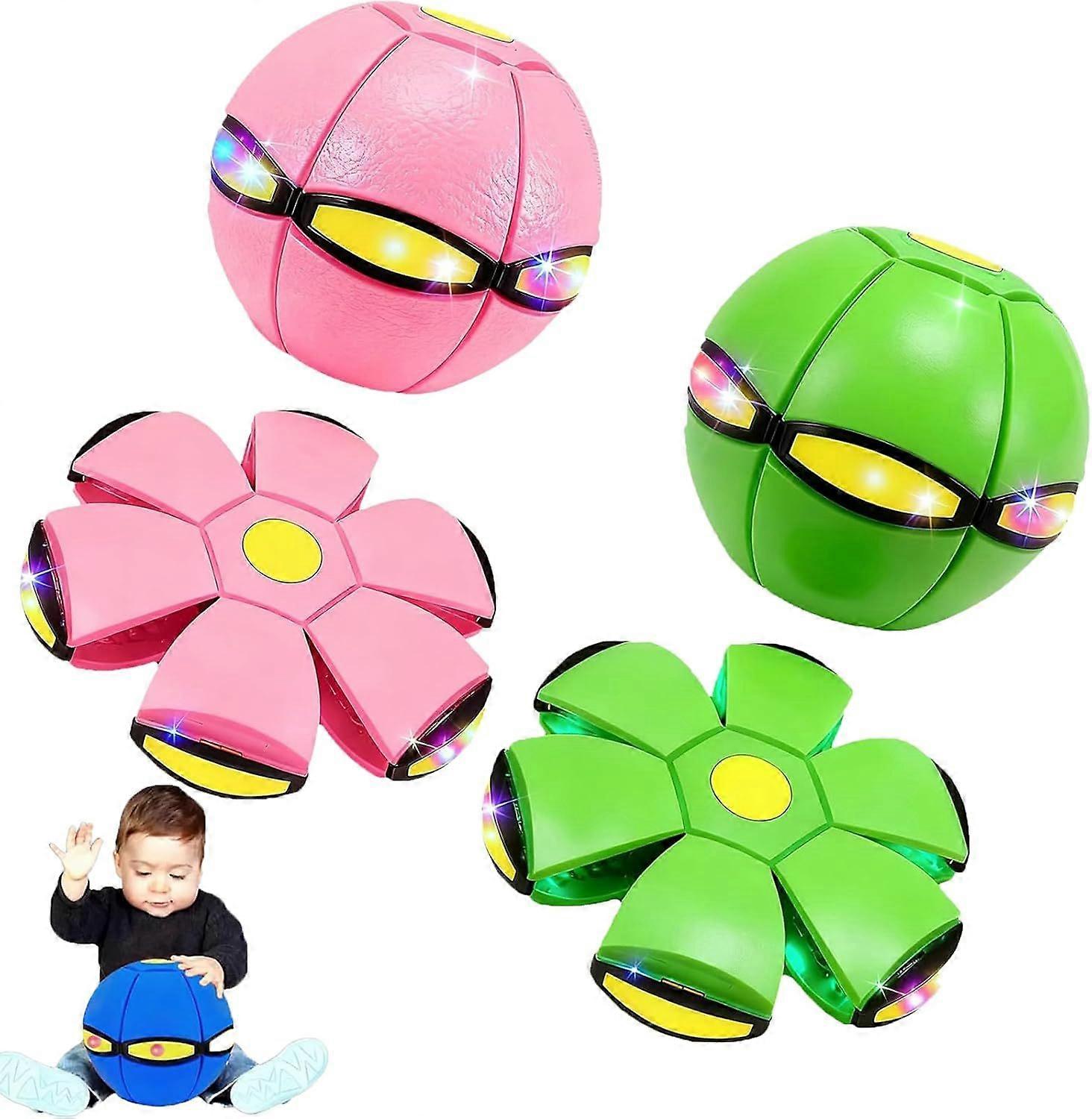 Quality Dual-Form Magic Metaball & Flying Saucer-Switchable Bouncing Ball Toy with 6 LED Lights for Kids, Magic Bouncy Pop up Ball, Parent-Children's 