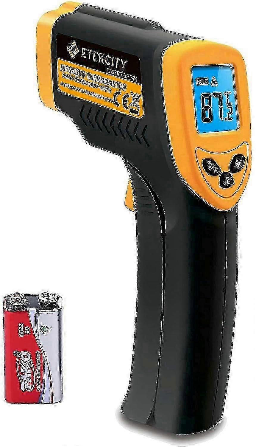 Non-contact Digital Infrared Laser Infrared Thermometer With -50 To +380c Temperature Sensor, Lcd Illumination, Yellow/black, 774 Grip (not Suitable F
